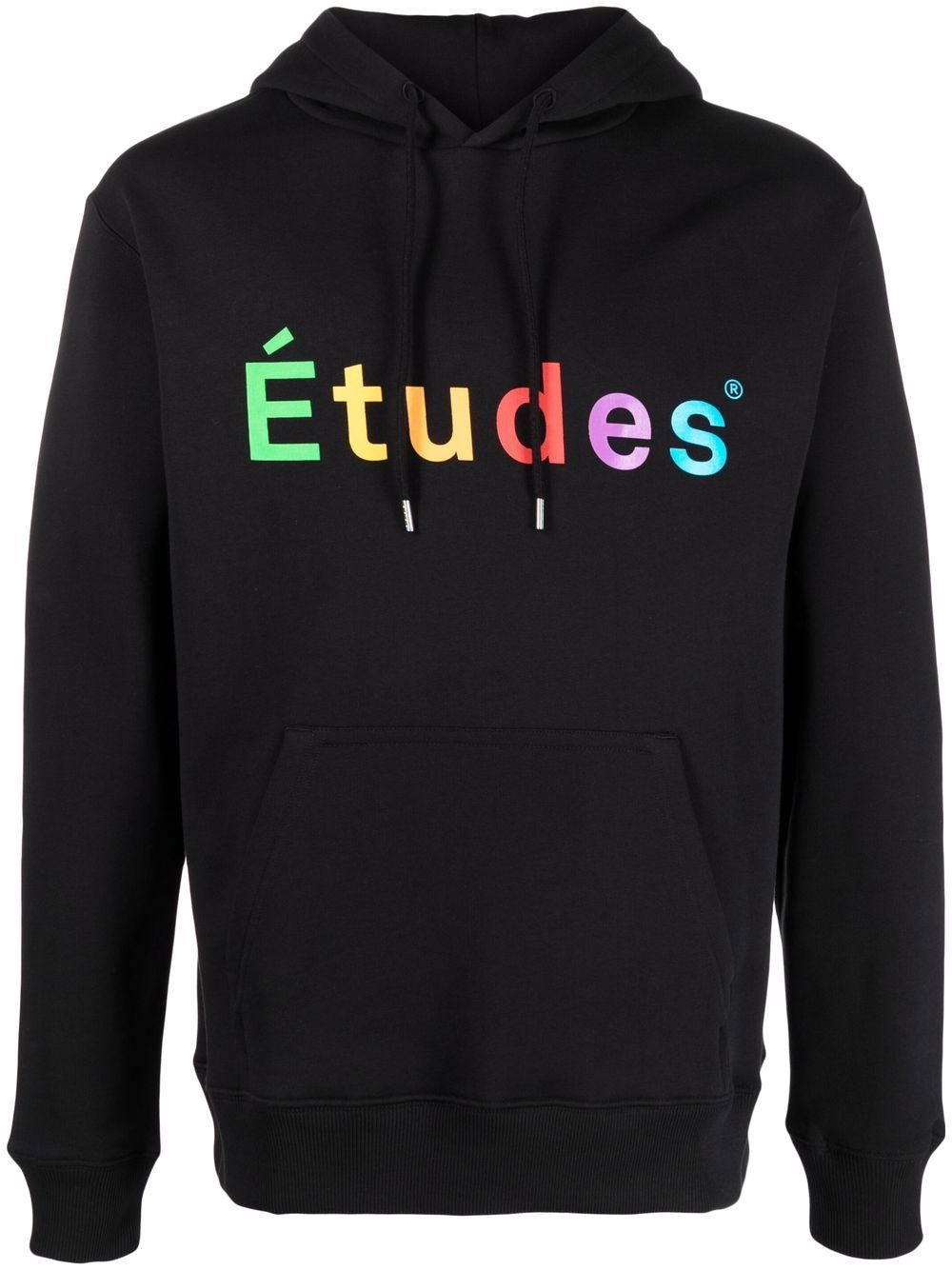 Etudes logo印花棉连帽衫 - 黑色