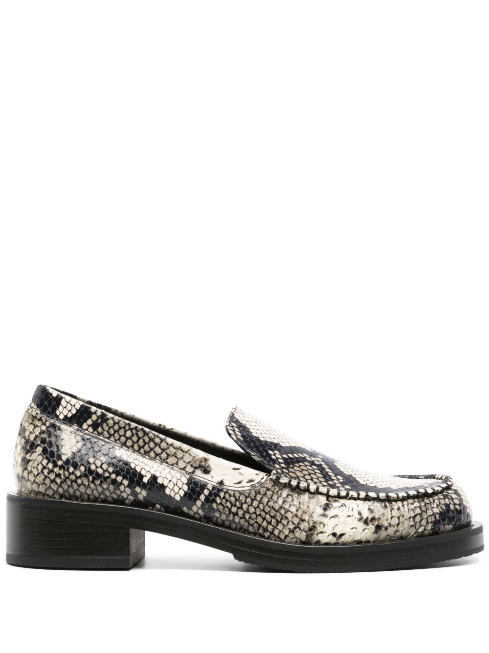 Stuart Weitzman 蛇皮效果皮质乐福鞋 - 灰色