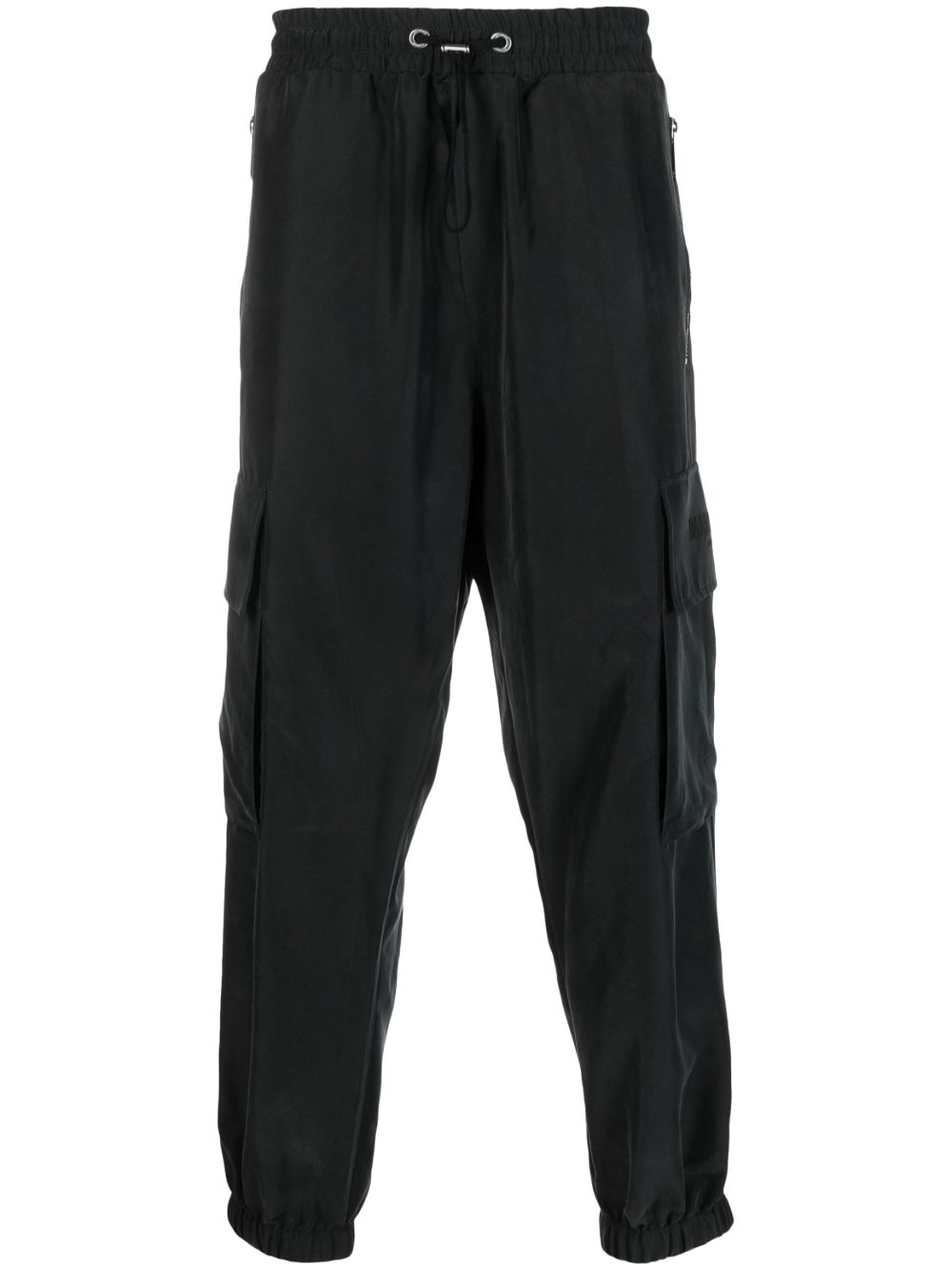 Balmain 压纹logo莫代尔混纺工装裤 - 黑色