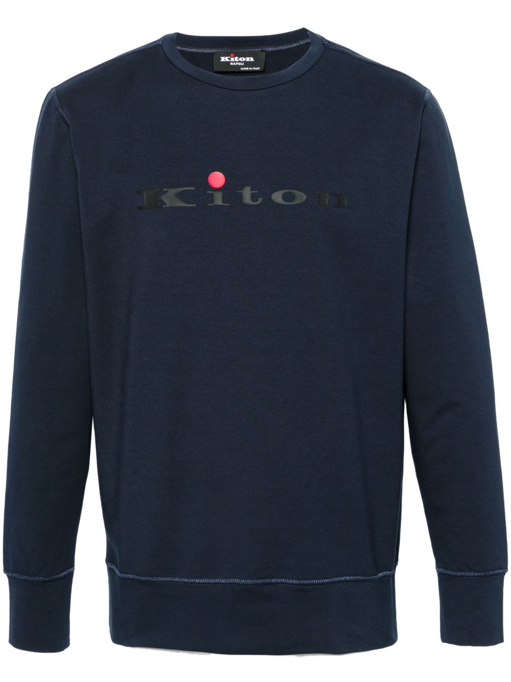 Kiton logo印花棉混纺卫衣 - 蓝色