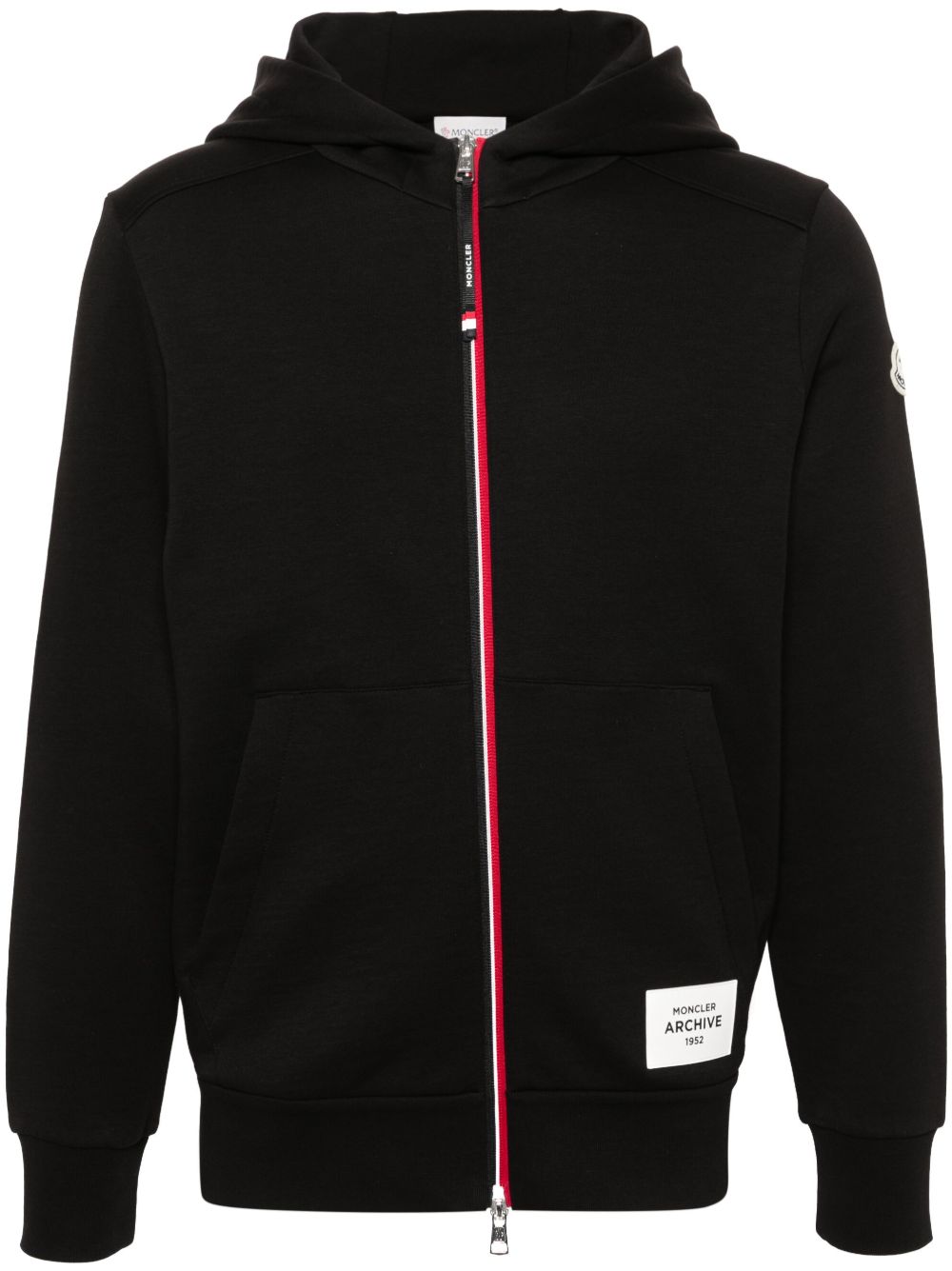 Moncler 贴花logo拉链连帽衫 - 黑色
