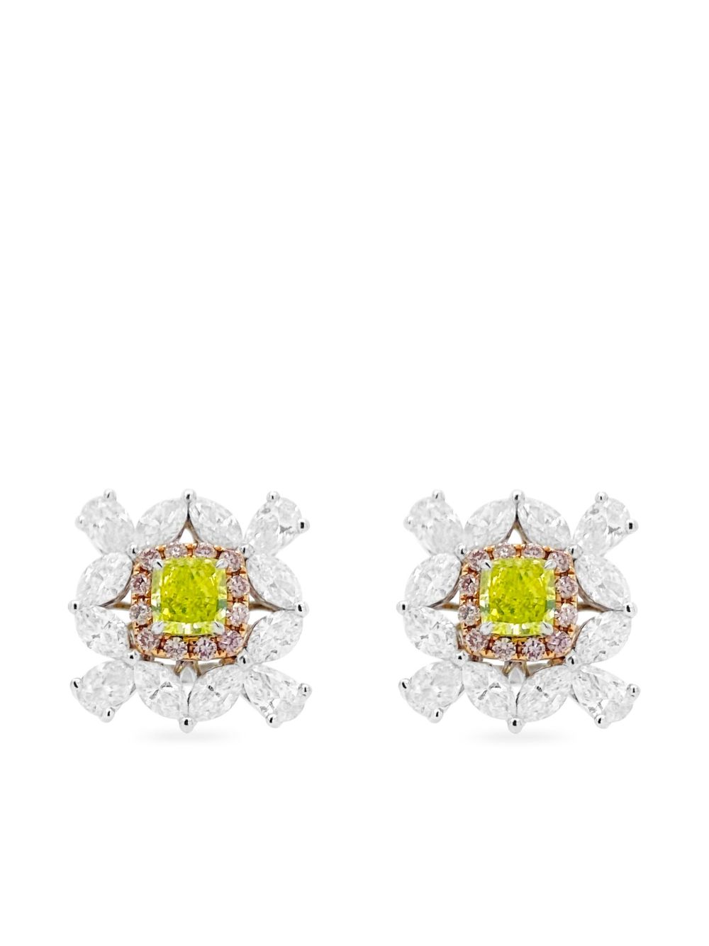HYT Jewelry 18K白金钻石耳环 - 绿色
