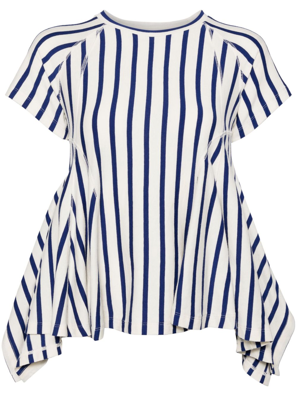 pushBUTTON Stripe Flared Hem T恤 - 中性色