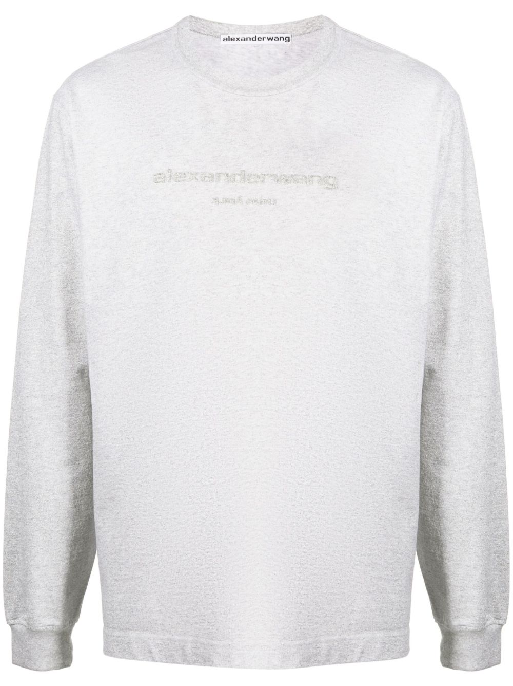 Alexander Wang 凸纹logo亮片金葱棉T恤 - 灰色