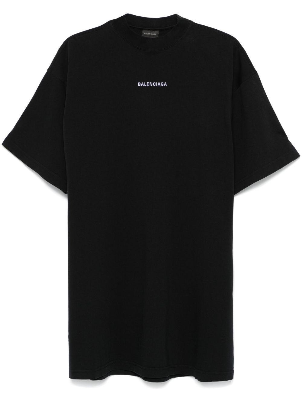 Balenciaga logo刺绣迷你连衣裙 - 黑色