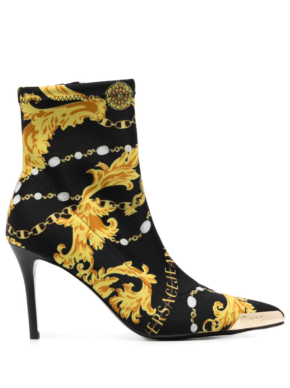 Versace Jeans Couture Scarlett 皮质高跟及踝靴 - 黑色