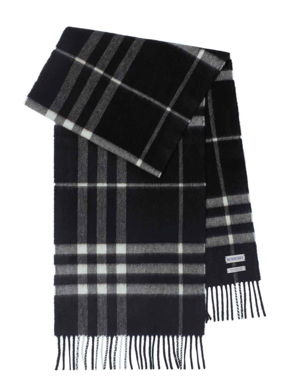 Burberry 格纹羊绒围巾 - 黑色
