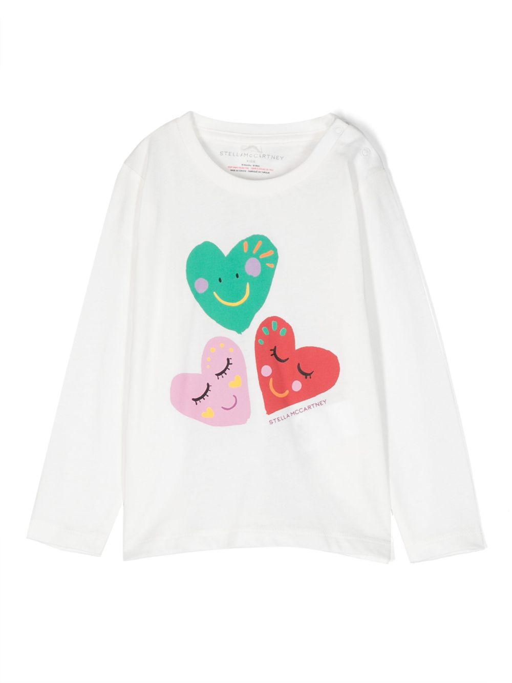 Stella McCartney Kids 爱心印花长袖T恤 - 白色