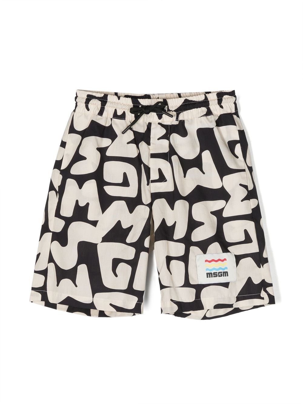 MSGM Kids logo涂鸦印花短裤 - 中性色