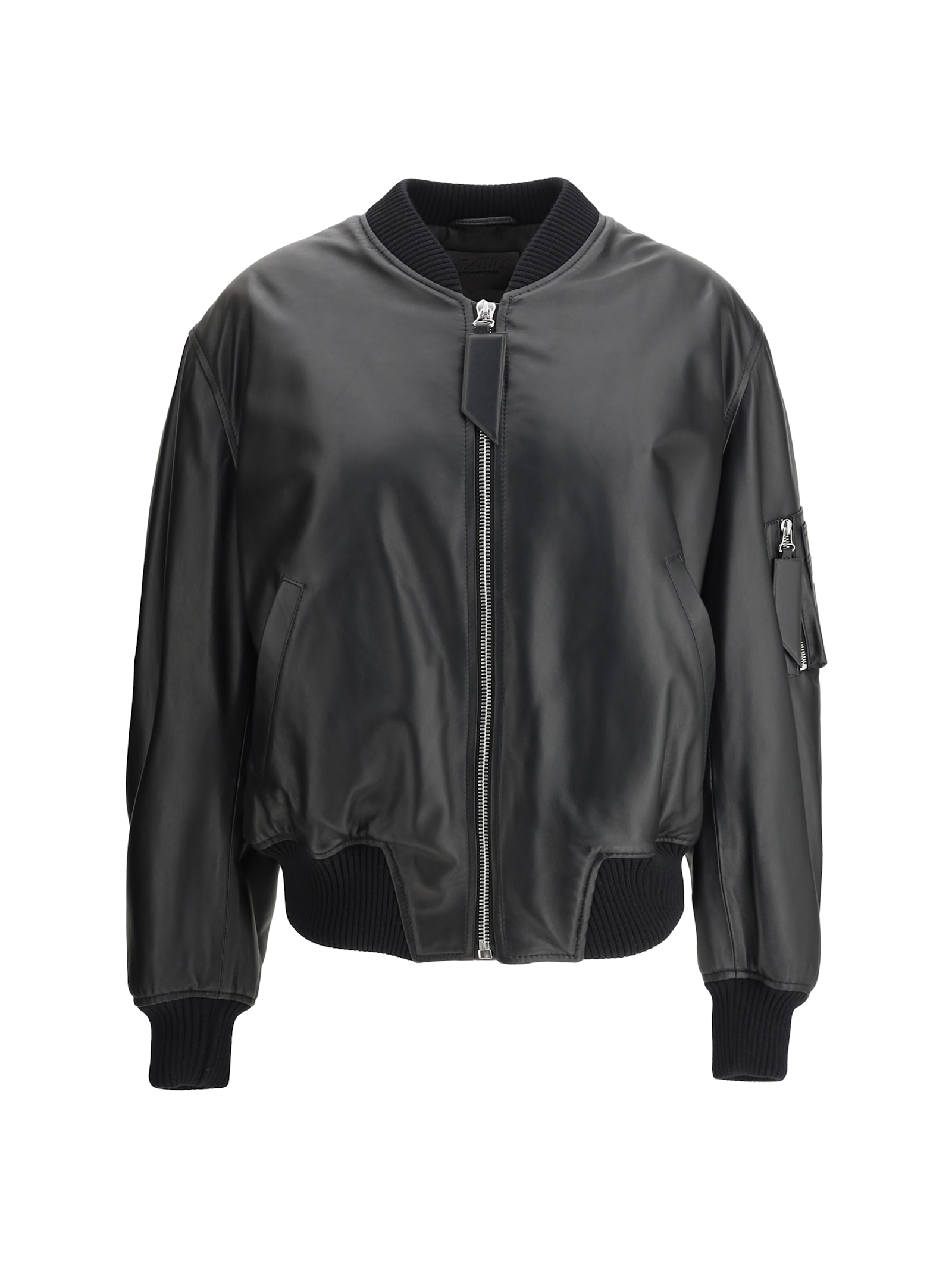 The Attico Leather Anja Bomber Jacket