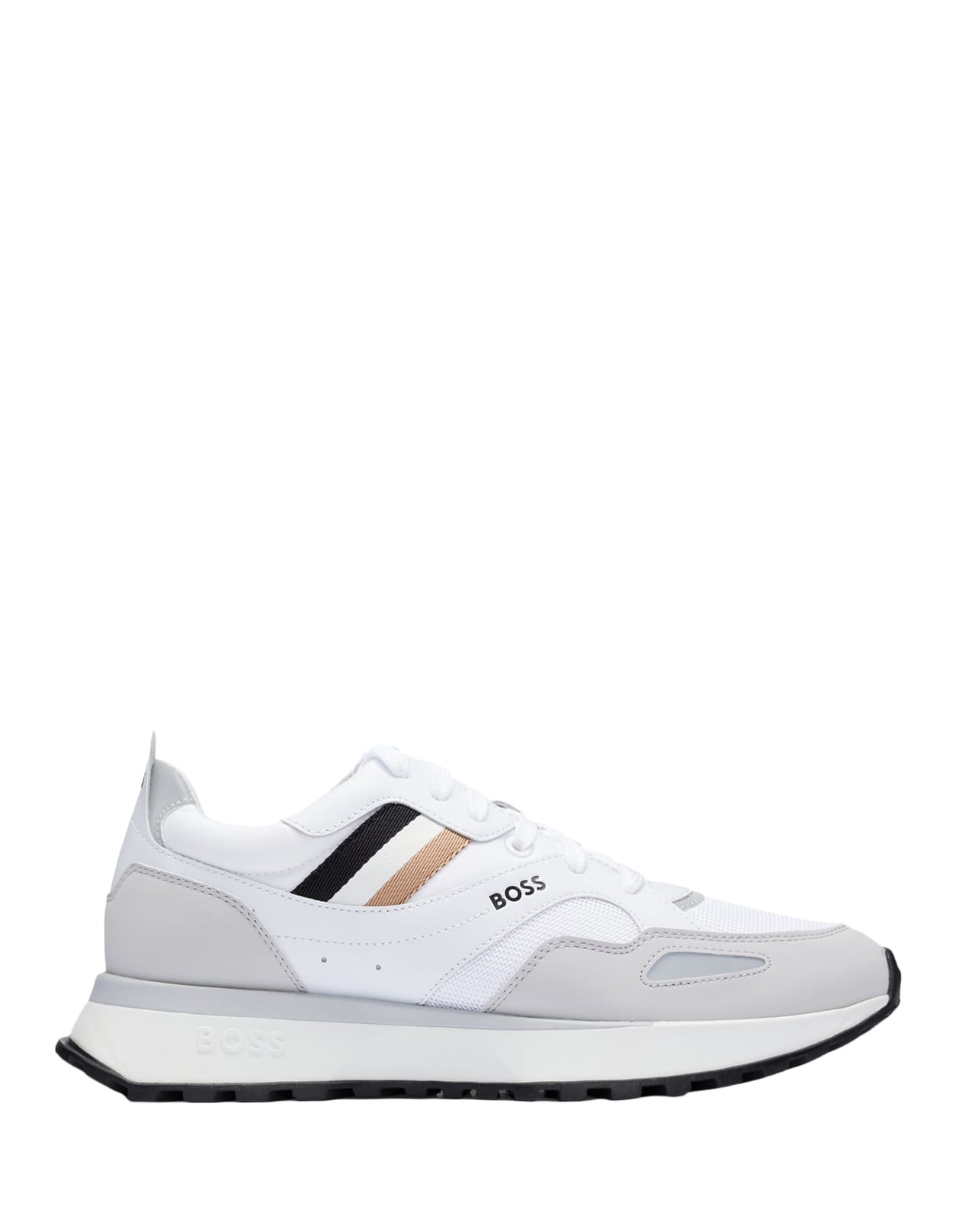 Hugo Boss White Runner Style Hybrid Sneakers With Eva Rubber Sole