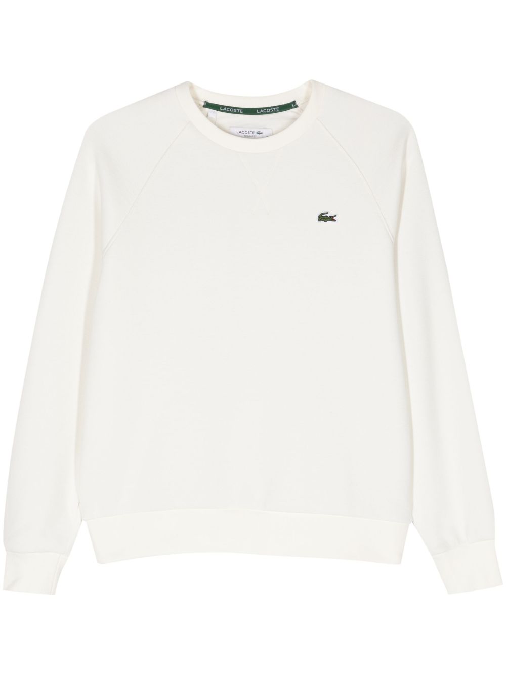 Lacoste 鳄鱼贴花平纹针织卫衣 - 白色