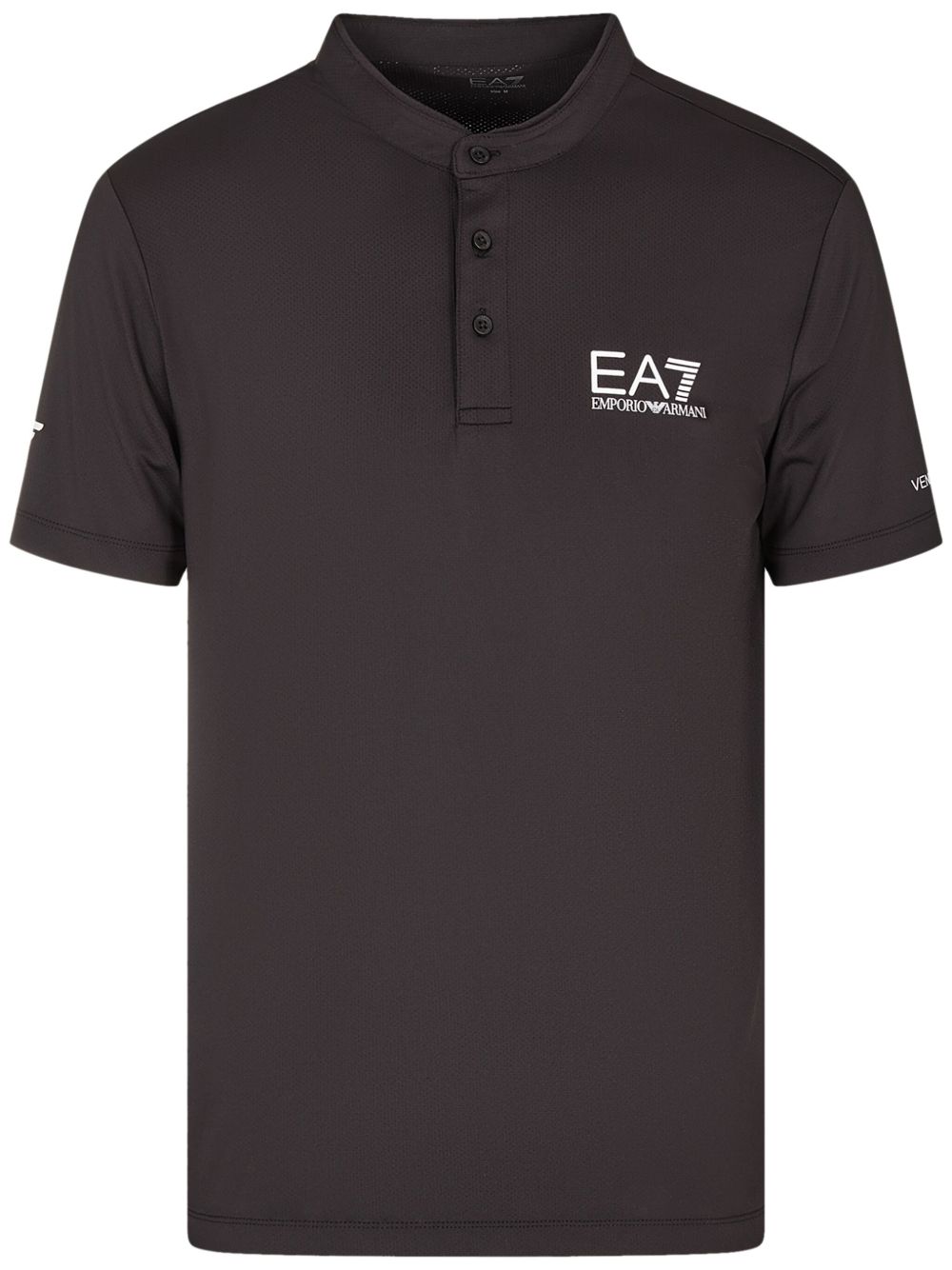Ea7 Emporio Armani logo印花直领T恤 - 黑色