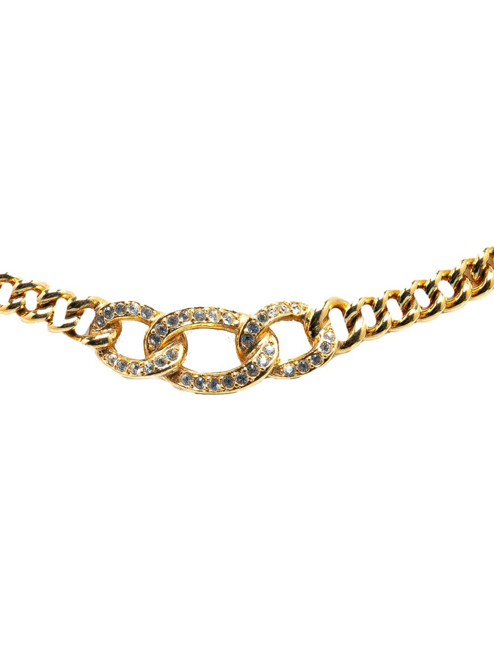 Christian Dior Pre-Owned Gold Plated Rhinestone 装饰项链（1900年代典藏款） - 金色