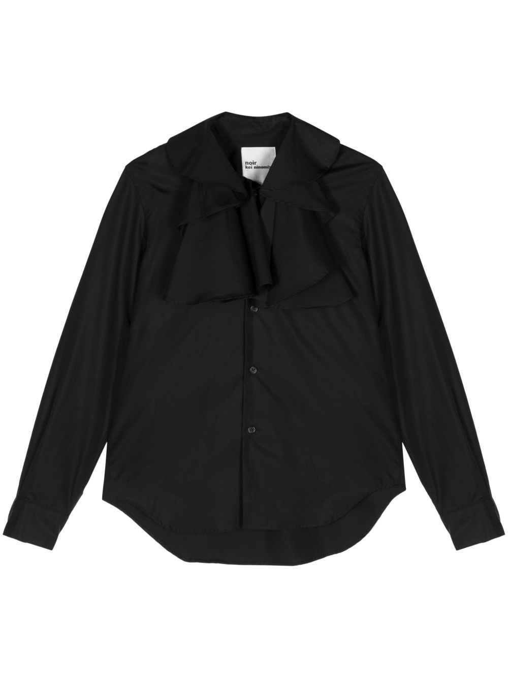 Noir Kei Ninomiya 荷叶边棉衬衫 - 黑色