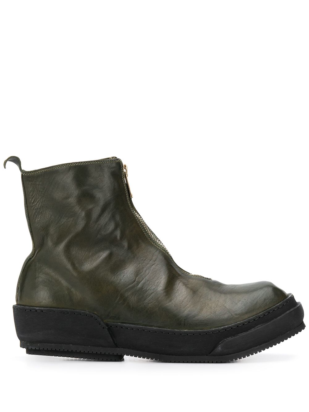 Guidi 裂痕效果及踝靴 - 绿色