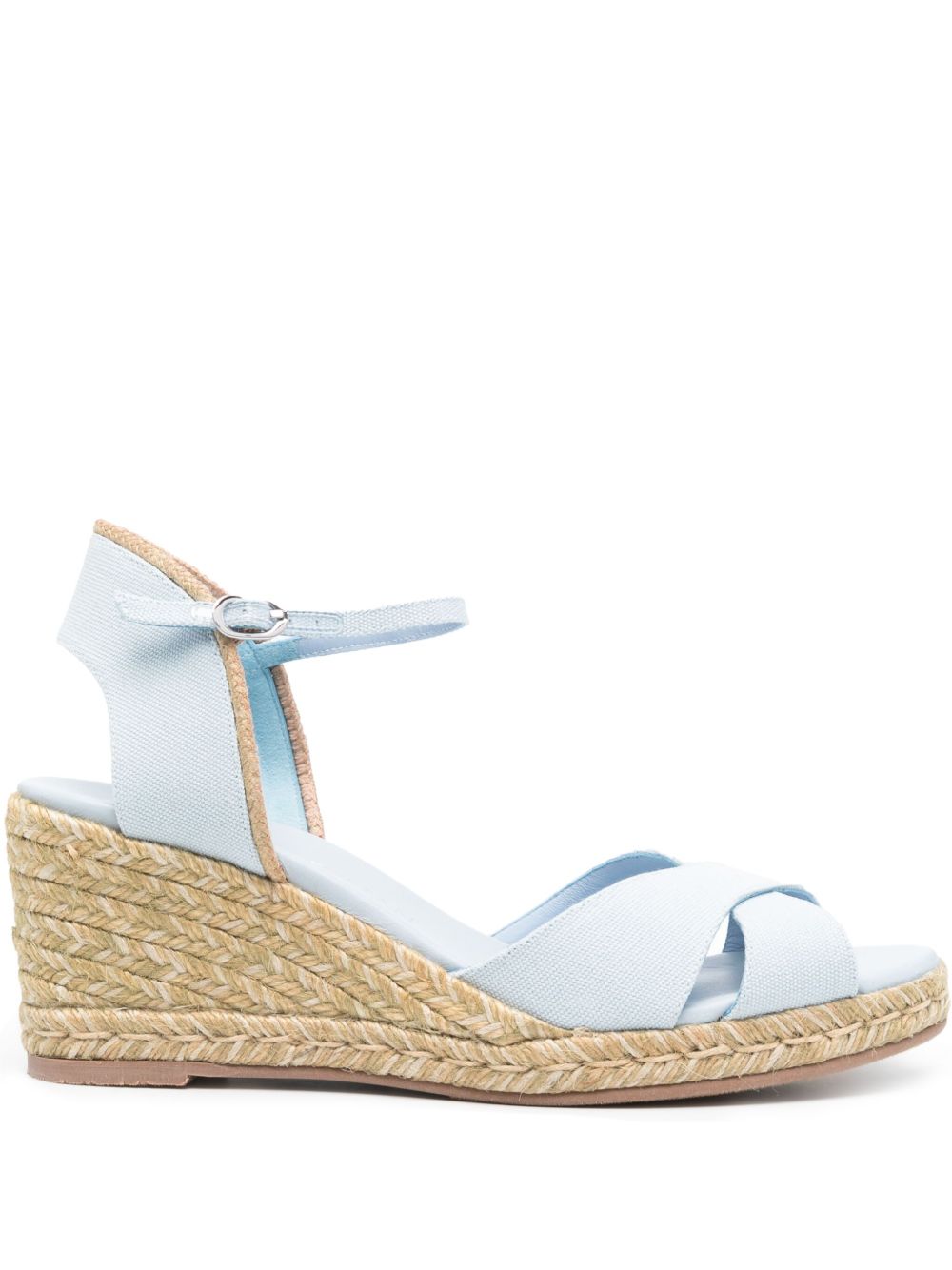 Stuart Weitzman Mirela II 高坡跟草编鞋 - 蓝色