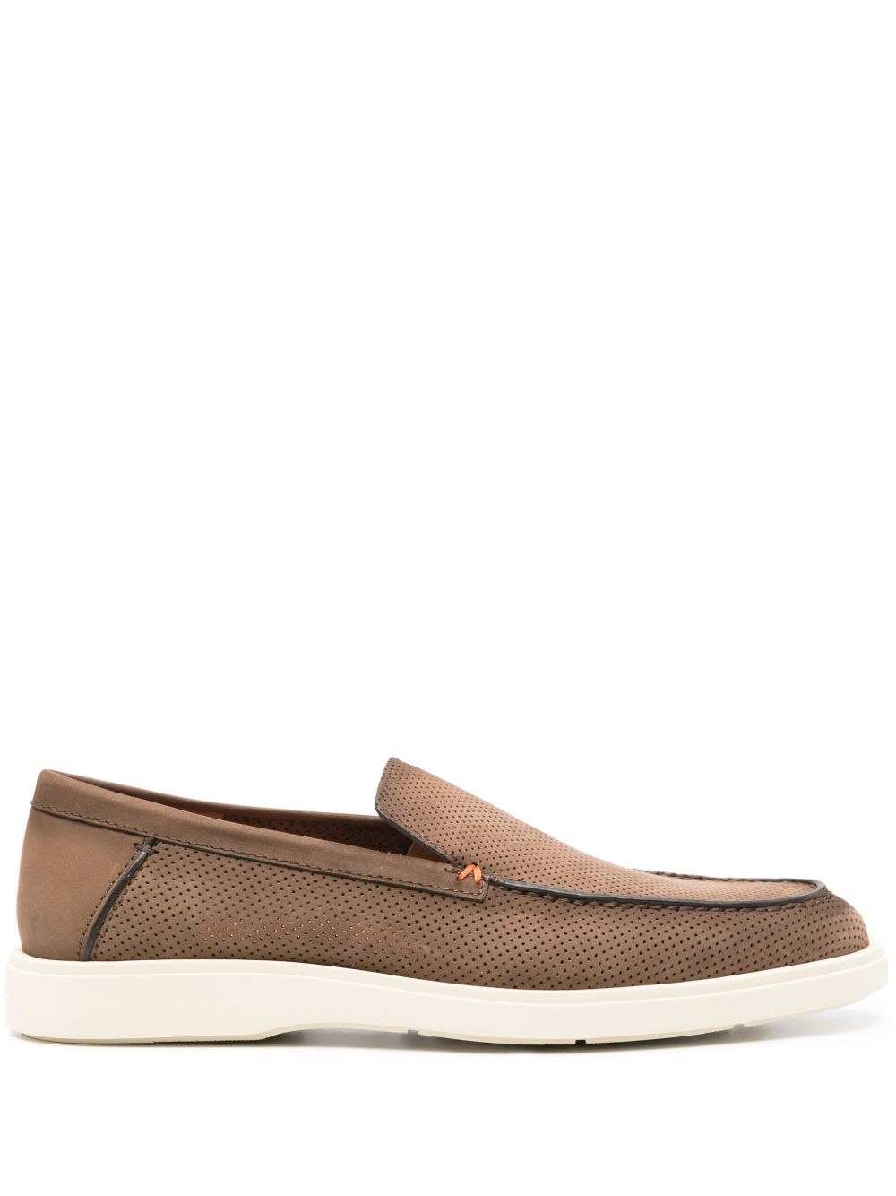Santoni 镂空皮质乐福鞋 - 褐色