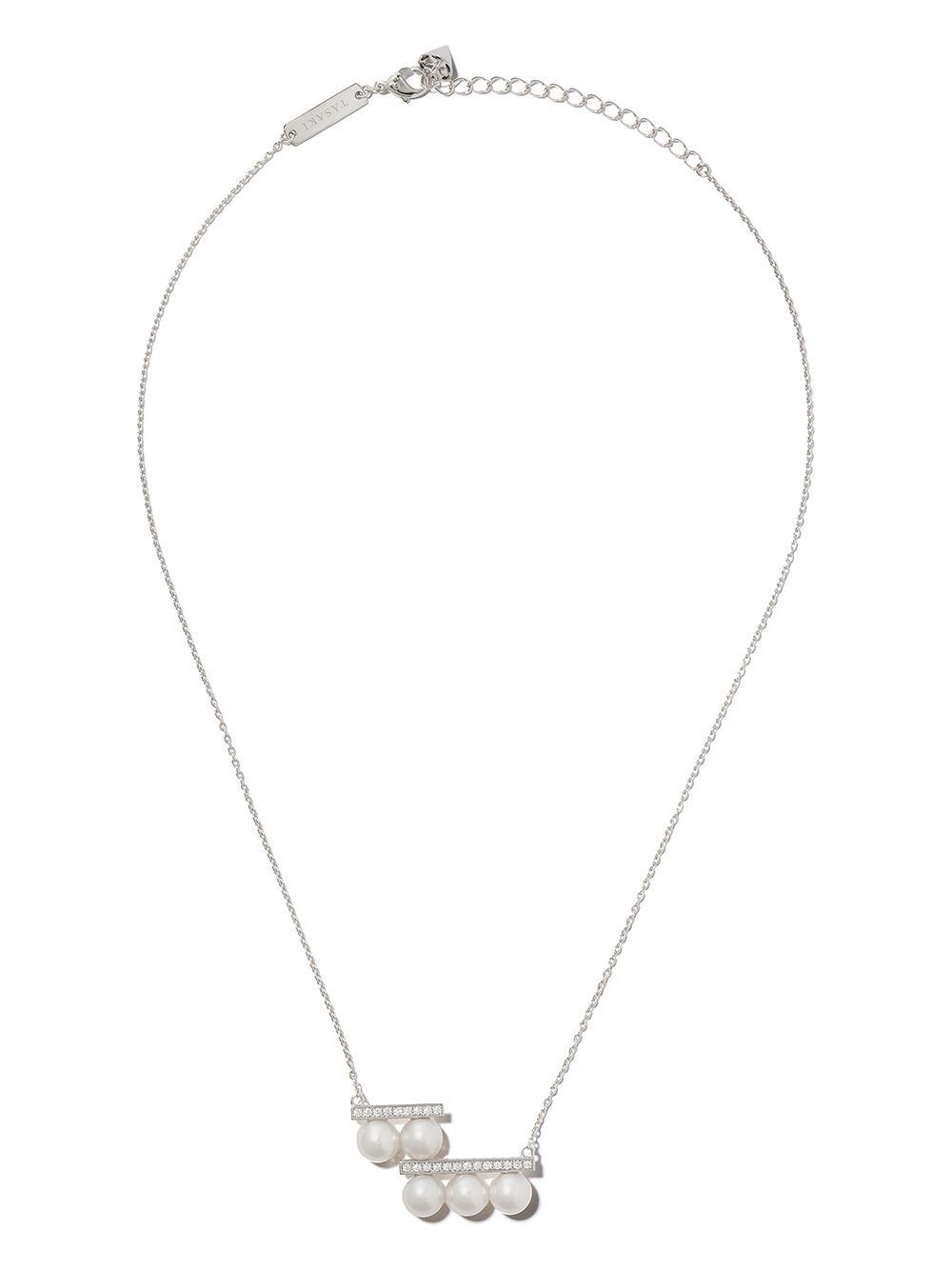 TASAKI 18K白金 Collection Line Balance step 珍珠钻石吊饰项链 - 银色