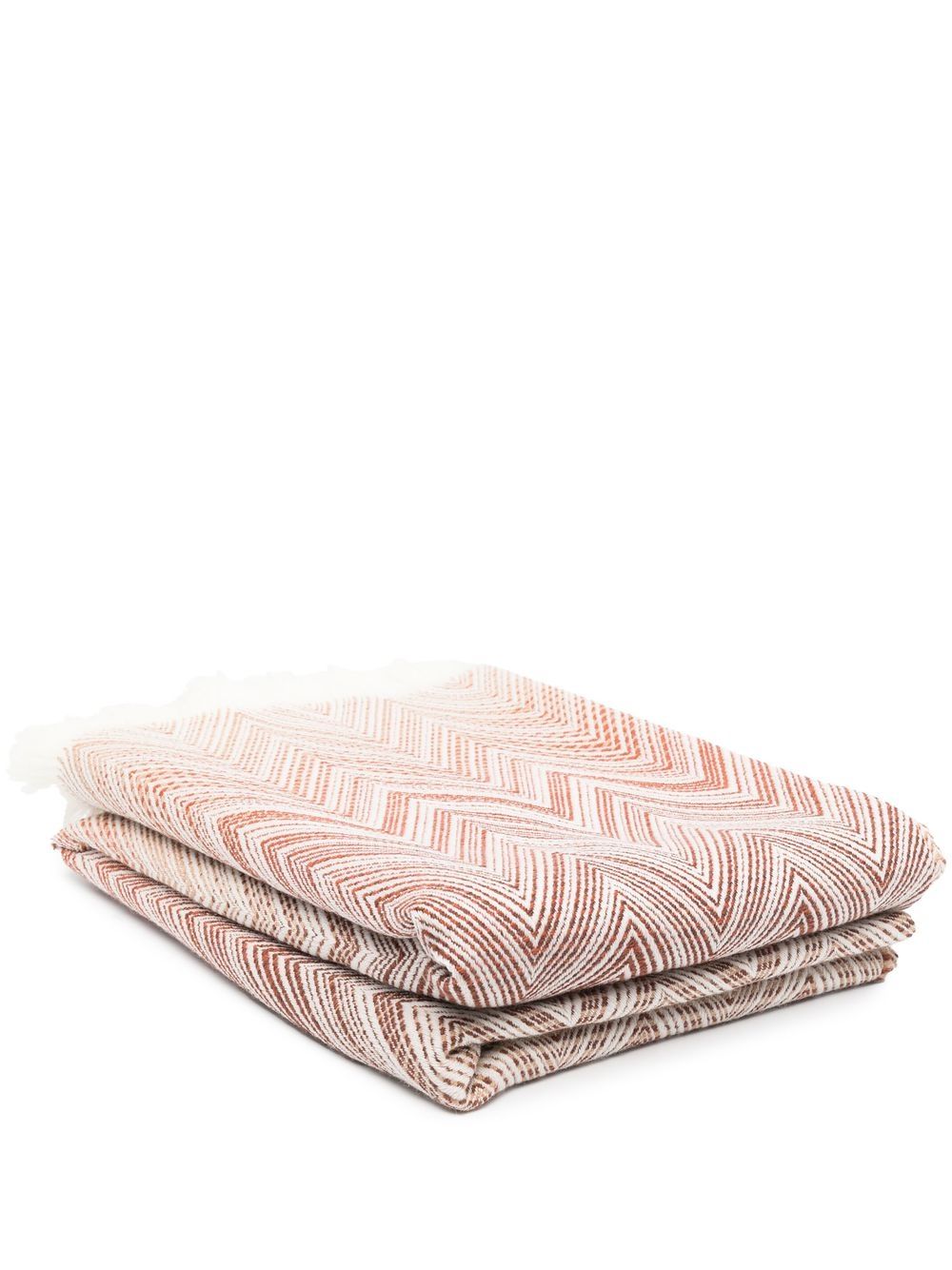 Missoni Home Z字形图案编织毯子 - 褐色