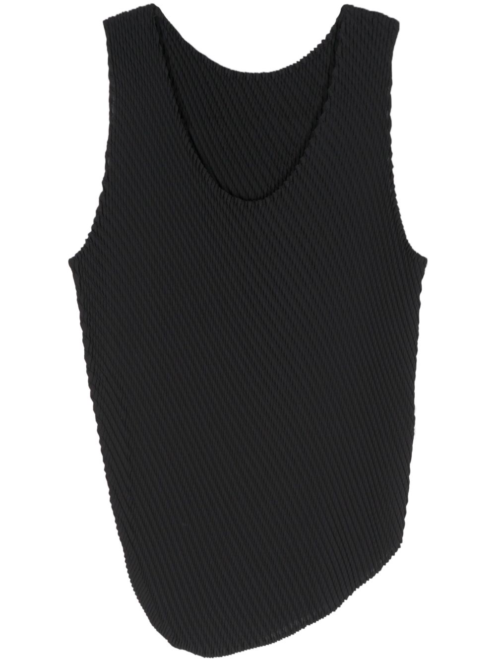 Pleats Please Issey Miyake 细褶效果坦克背心 - 黑色