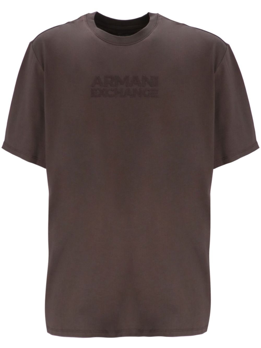 Armani Exchange logo刺绣T恤 - 褐色
