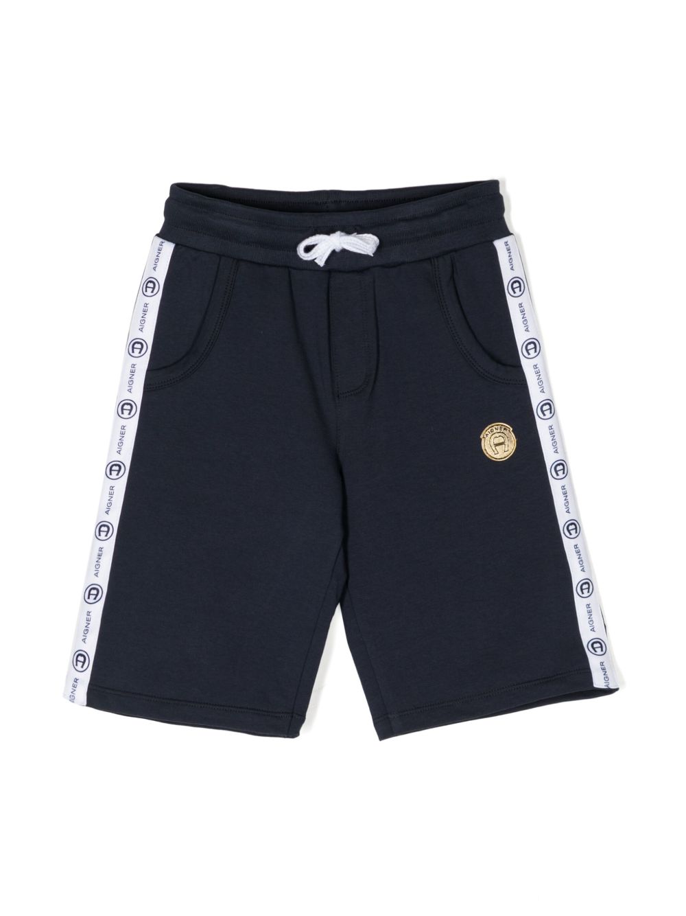 Aigner Kids logo印花运动短裤 - 蓝色