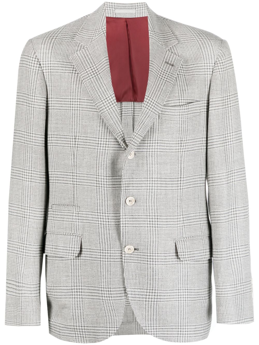 Brunello Cucinelli 格纹单排扣西装夹克 - 灰色