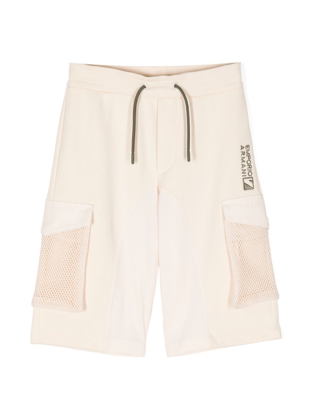 Emporio Armani Kids logo刺绣抽绳短裤 - 中性色