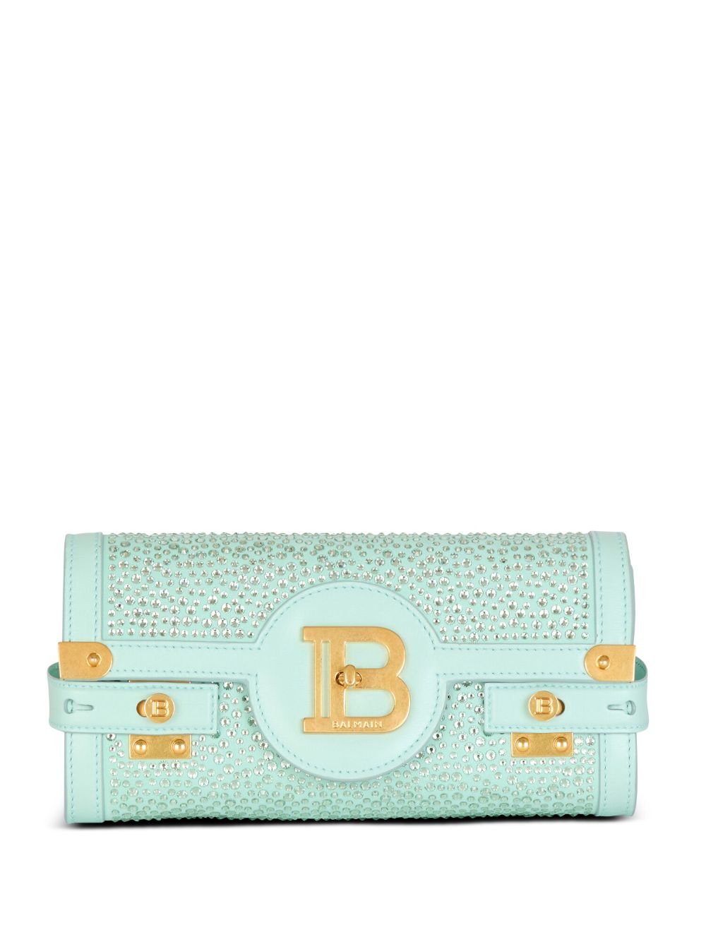 Balmain B-Buzz 23 晶饰绒面皮手拿包 - 绿色