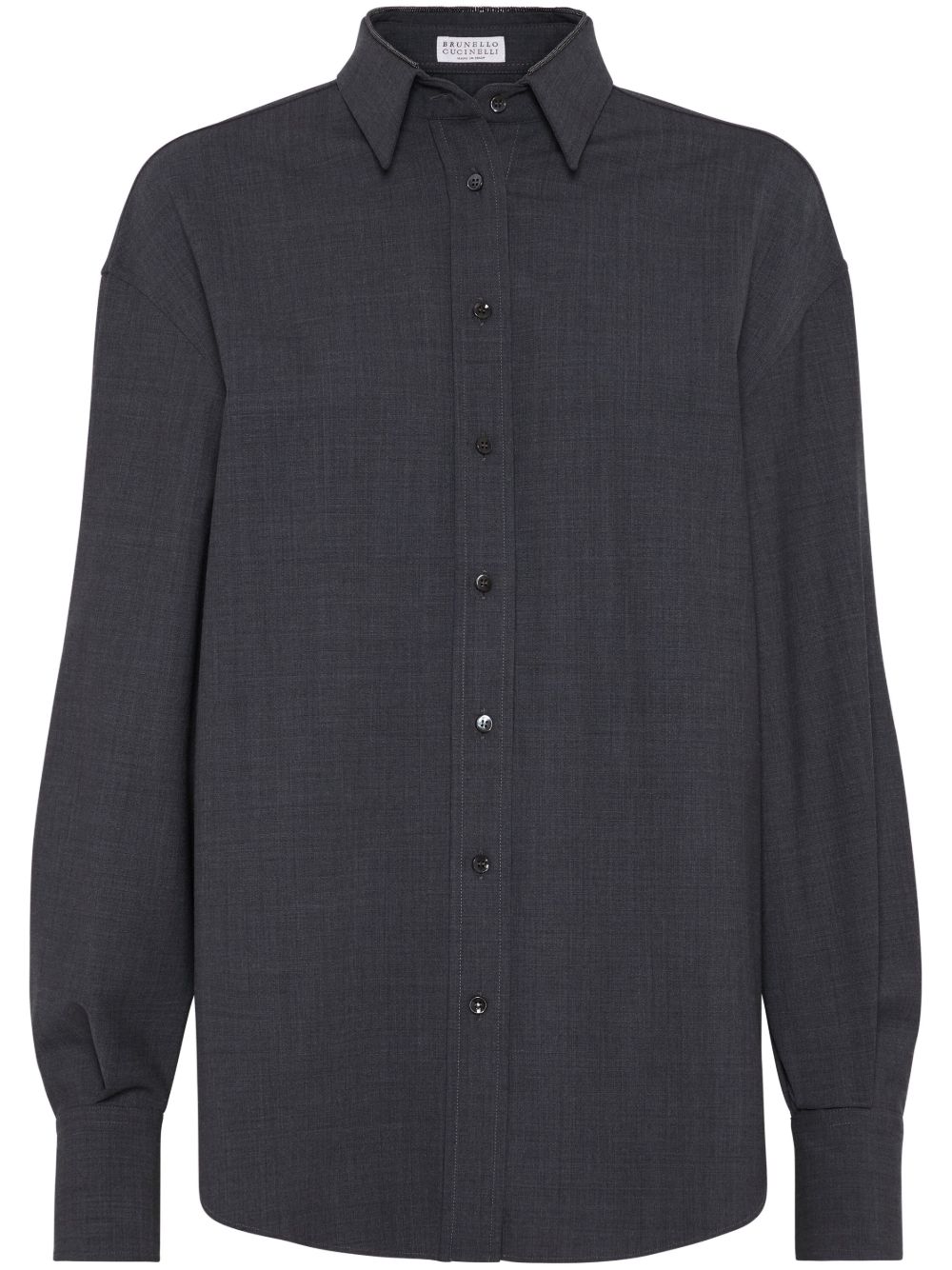 Brunello Cucinelli Monili 细节长袖衬衫 - 灰色