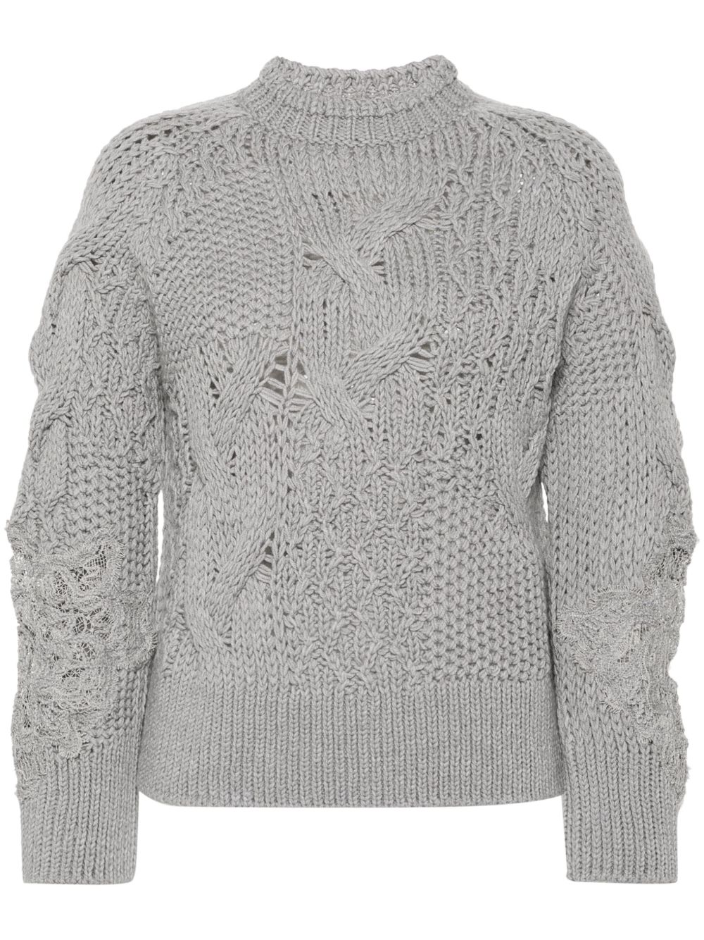 Ermanno Scervino 粗绞花针织毛衣 - 灰色