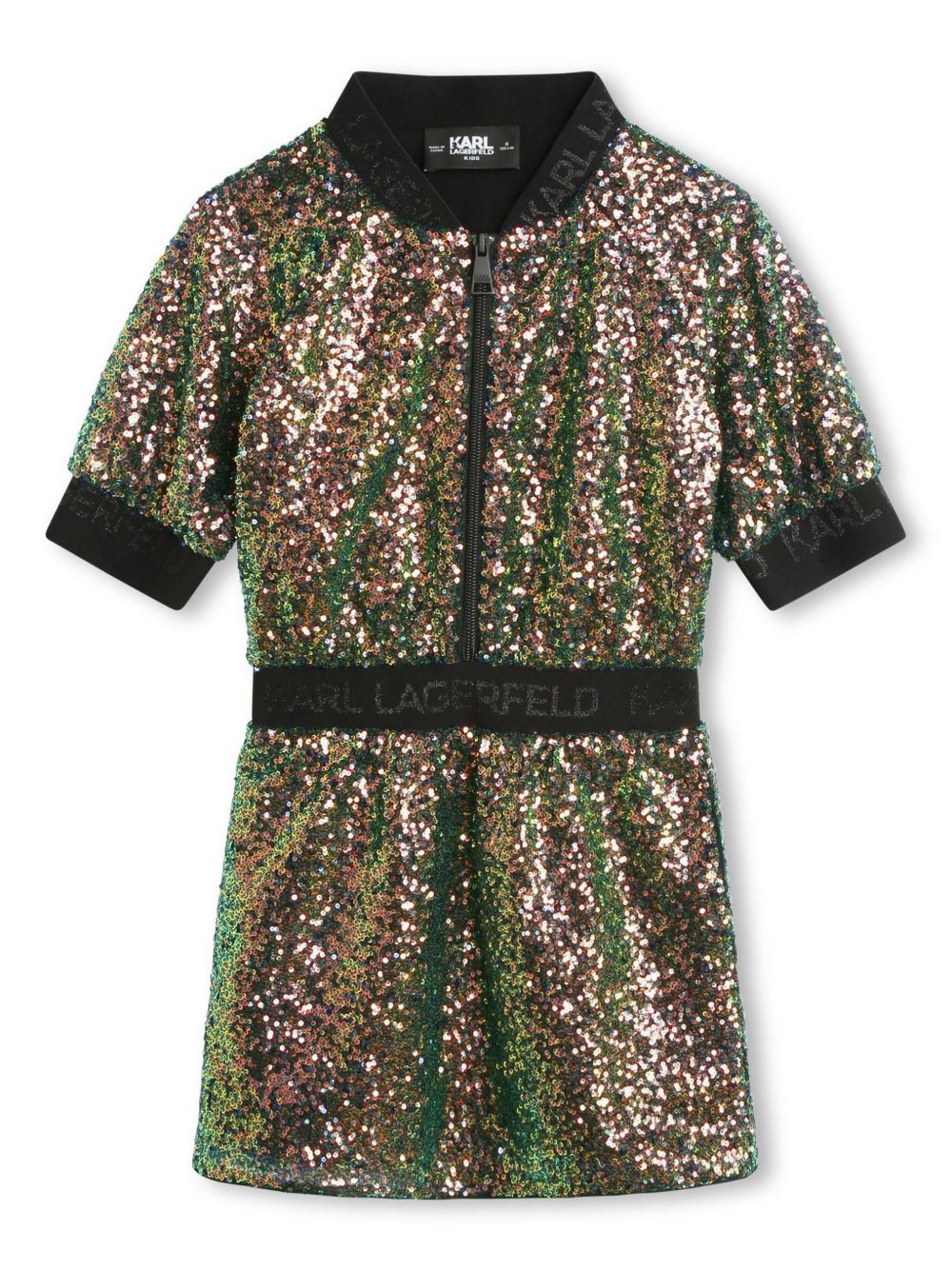 Karl Lagerfeld Kids 亮片缀饰logo提花迷你连衣裙 - 中性色