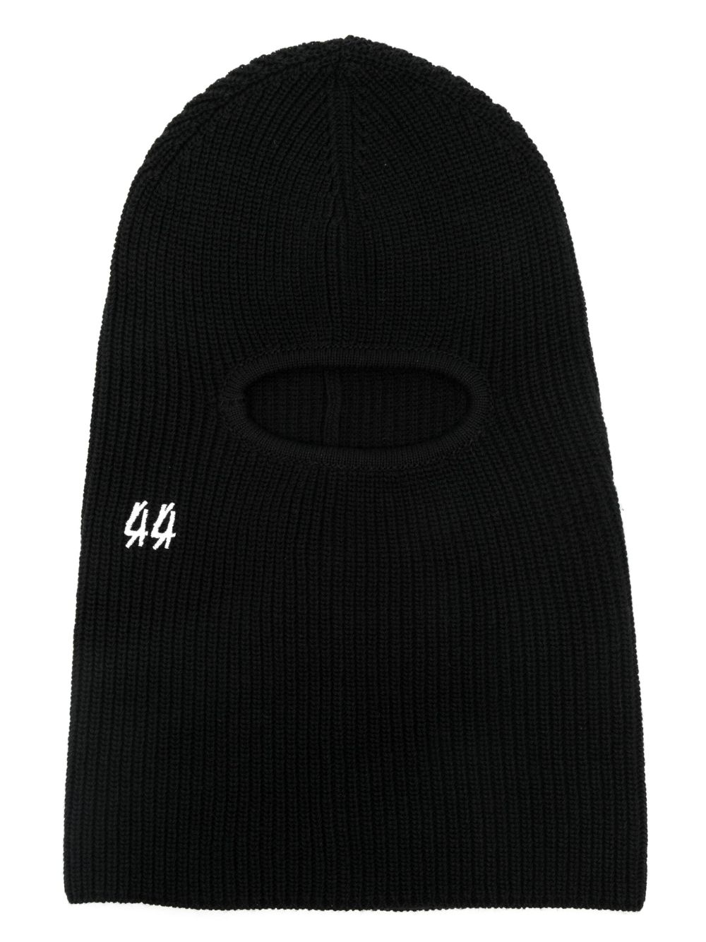 44 LABEL GROUP logo刺绣罗纹巴拉克拉瓦帽 - 黑色