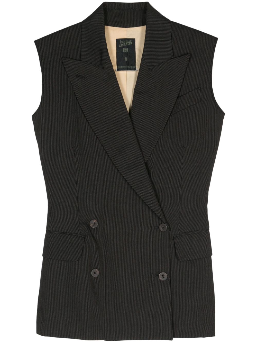 Jean Paul Gaultier Pre-Owned 细条纹双排扣西式马甲（1980年代典藏款） - 褐色