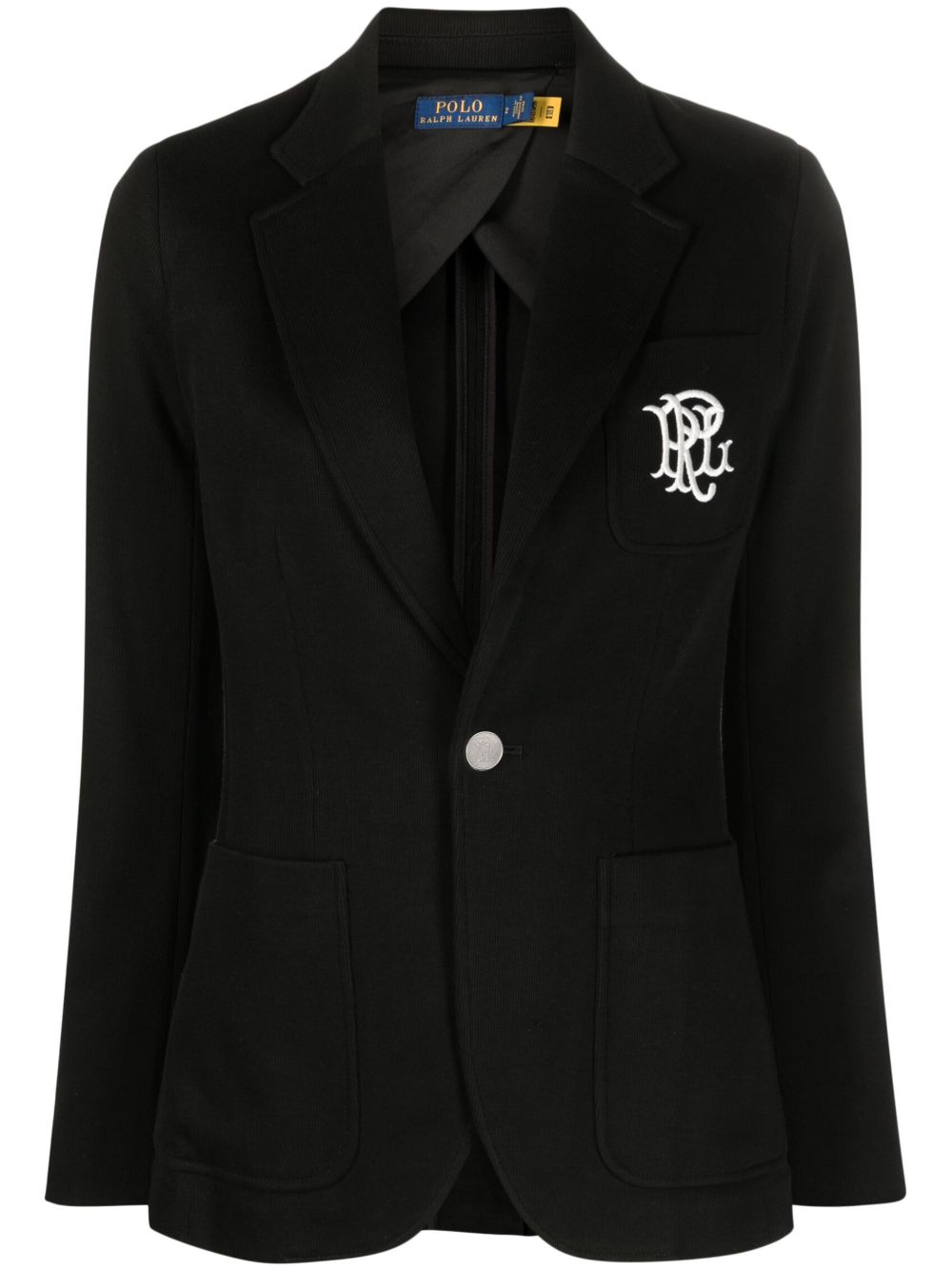 Polo Ralph Lauren logo刺绣单排扣西装夹克 - 黑色