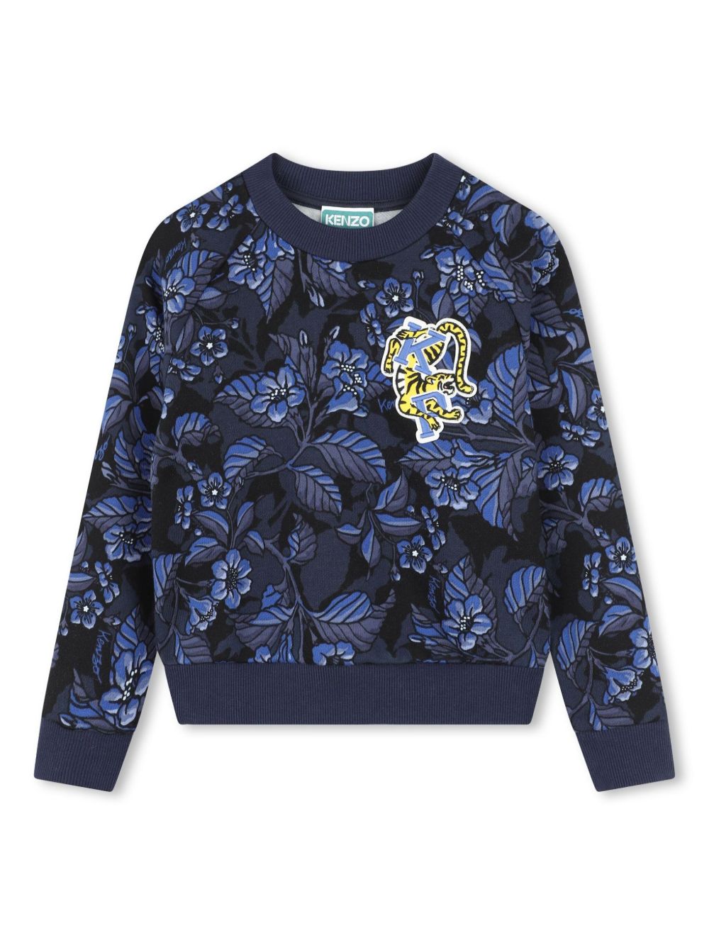 Kenzo Kids 花卉印花棉卫衣 - 蓝色
