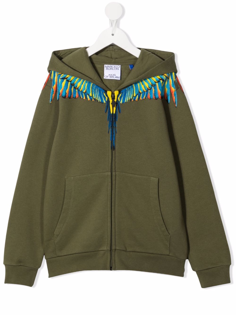 Marcelo Burlon County Of Milan Kids Wigs 印花平纹针织连帽衫 - 绿色