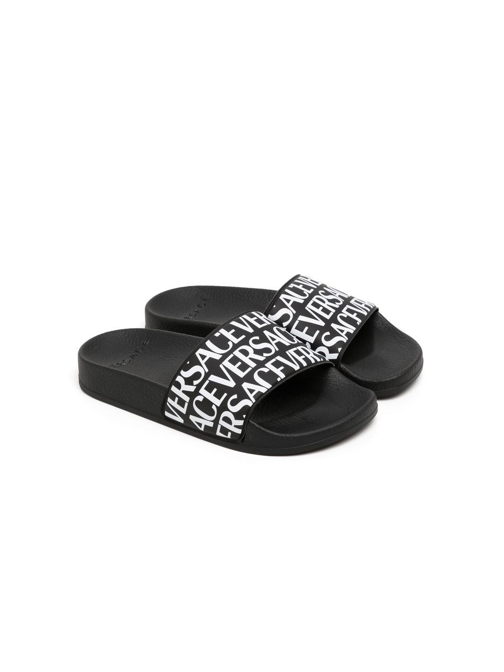 Versace Kids 范思哲 logo印花拖鞋 - 黑色