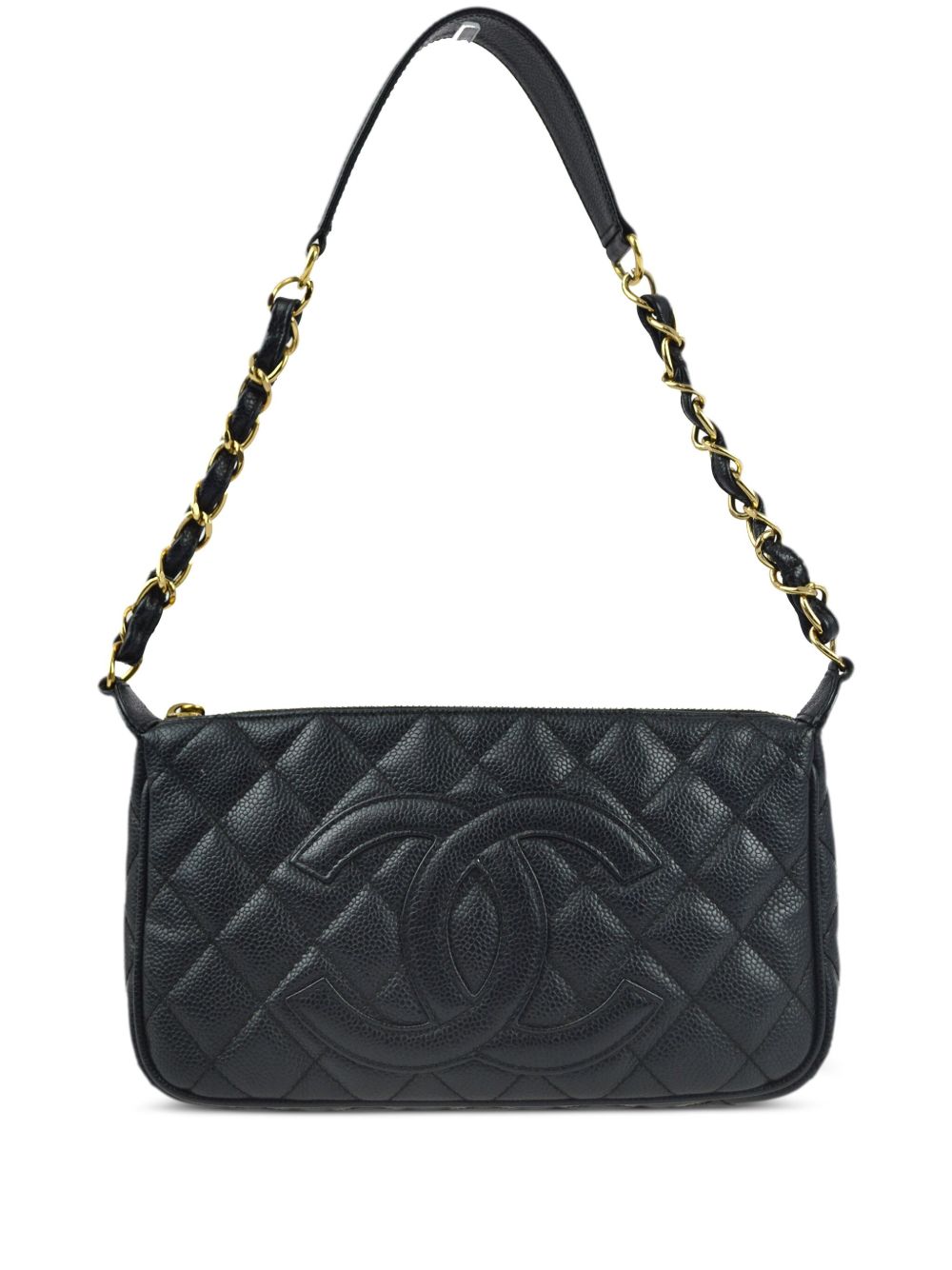 CHANEL Pre-Owned CC 菱形绗缝手提包（2002年典藏款） - 黑色
