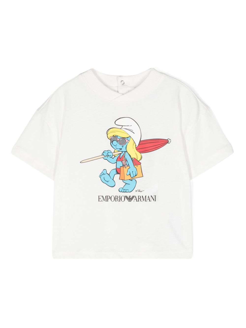 Emporio Armani Kids x Smurfs 棉T恤 - 白色