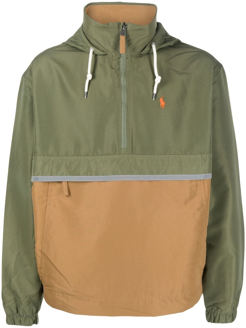 Polo Ralph Lauren logo刺绣拉链领连帽衫 - 绿色