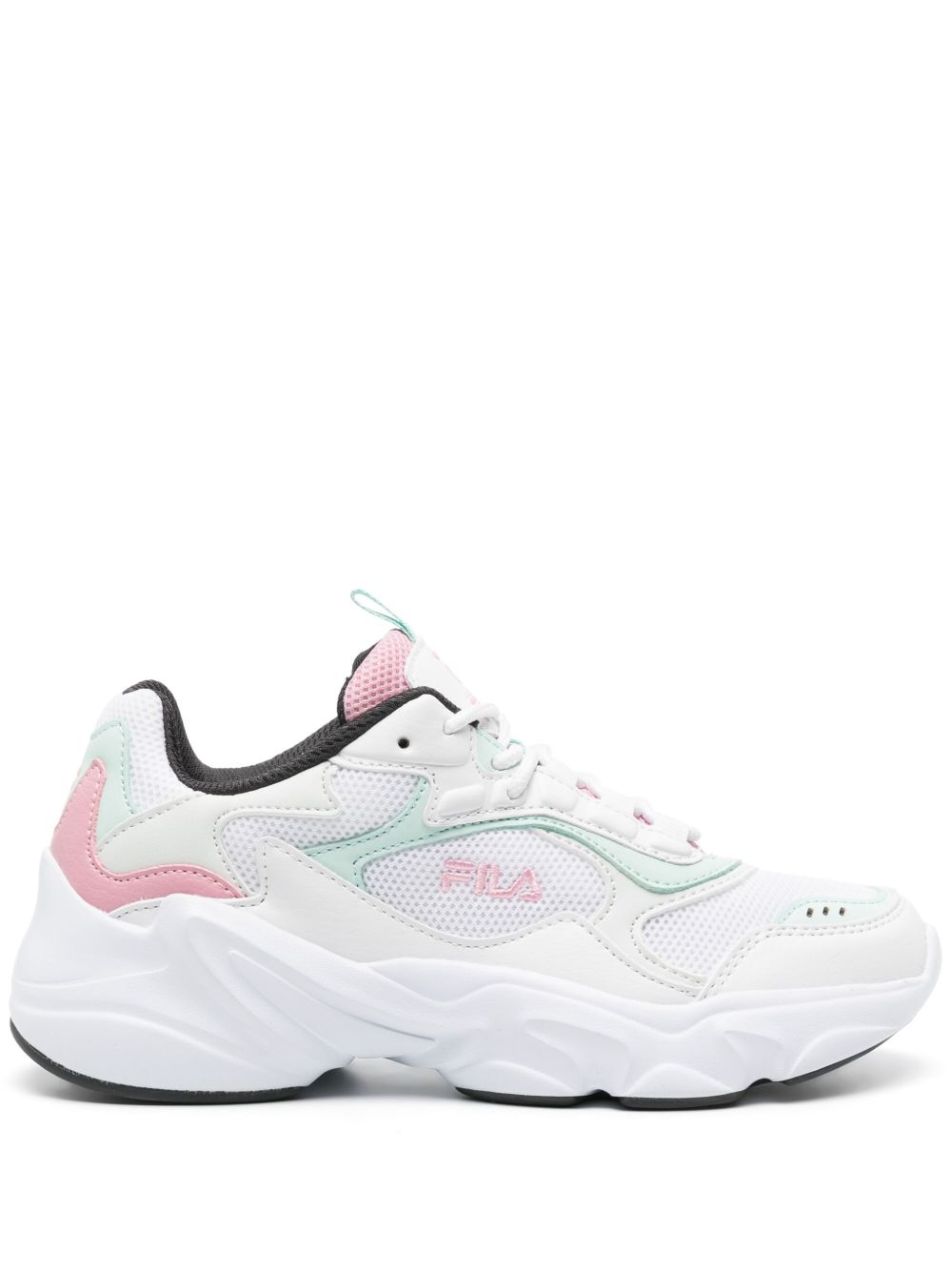 Fila Collene 拼接厚底运动鞋 - 白色