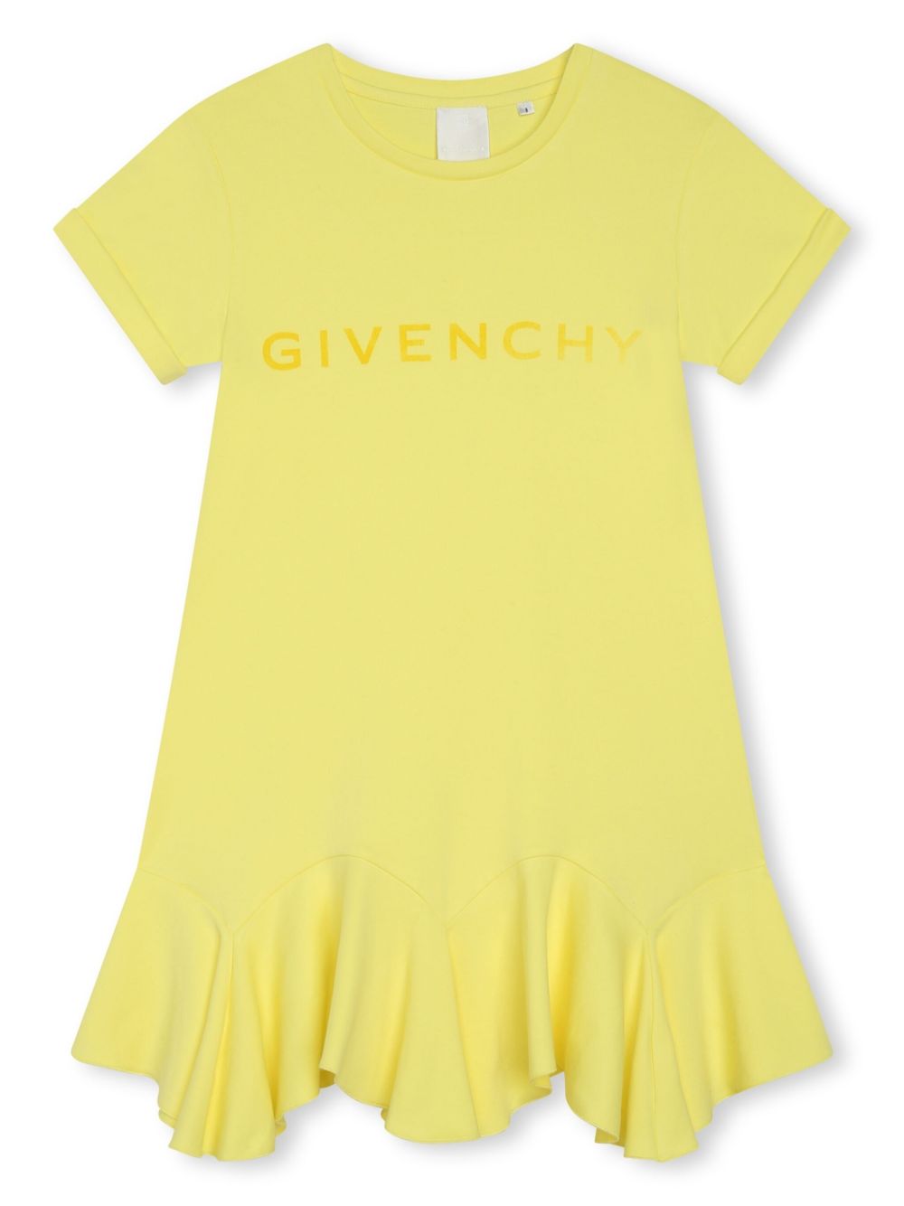 Givenchy Kids 4G 印花棉伞形连衣裙 - 黄色