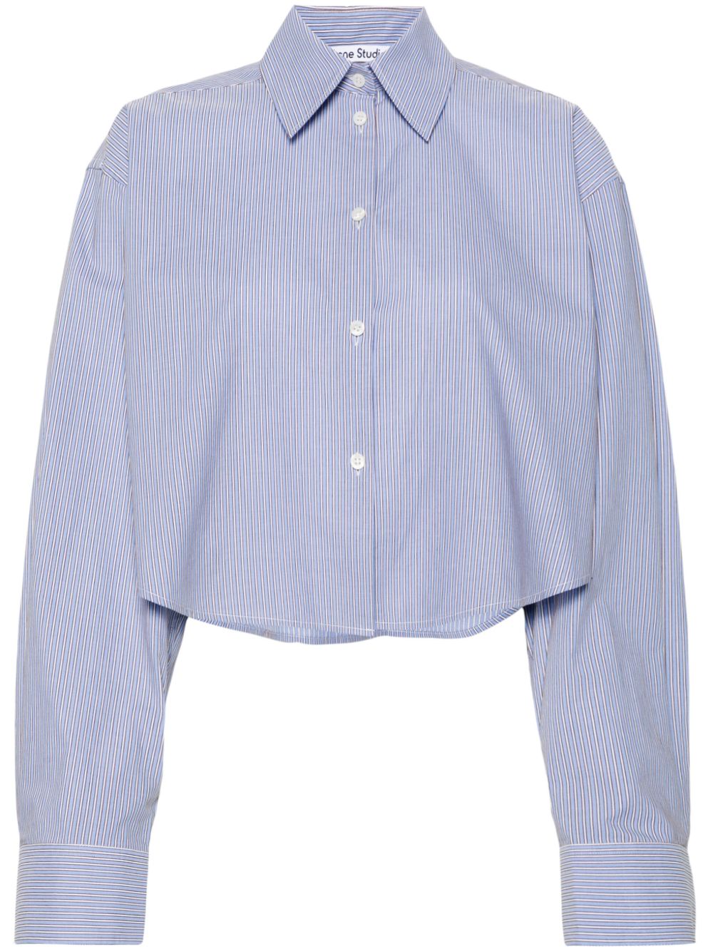 Acne Studios 条纹短款棉衬衫 - 蓝色