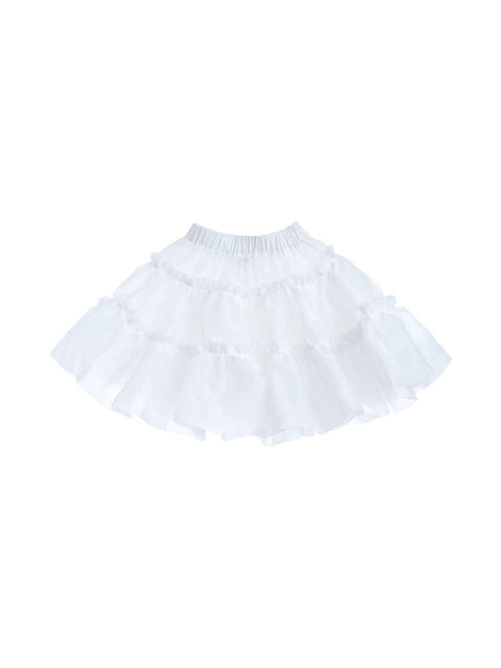 Mimi Tutu 荷叶边缎面裙裤 - 白色