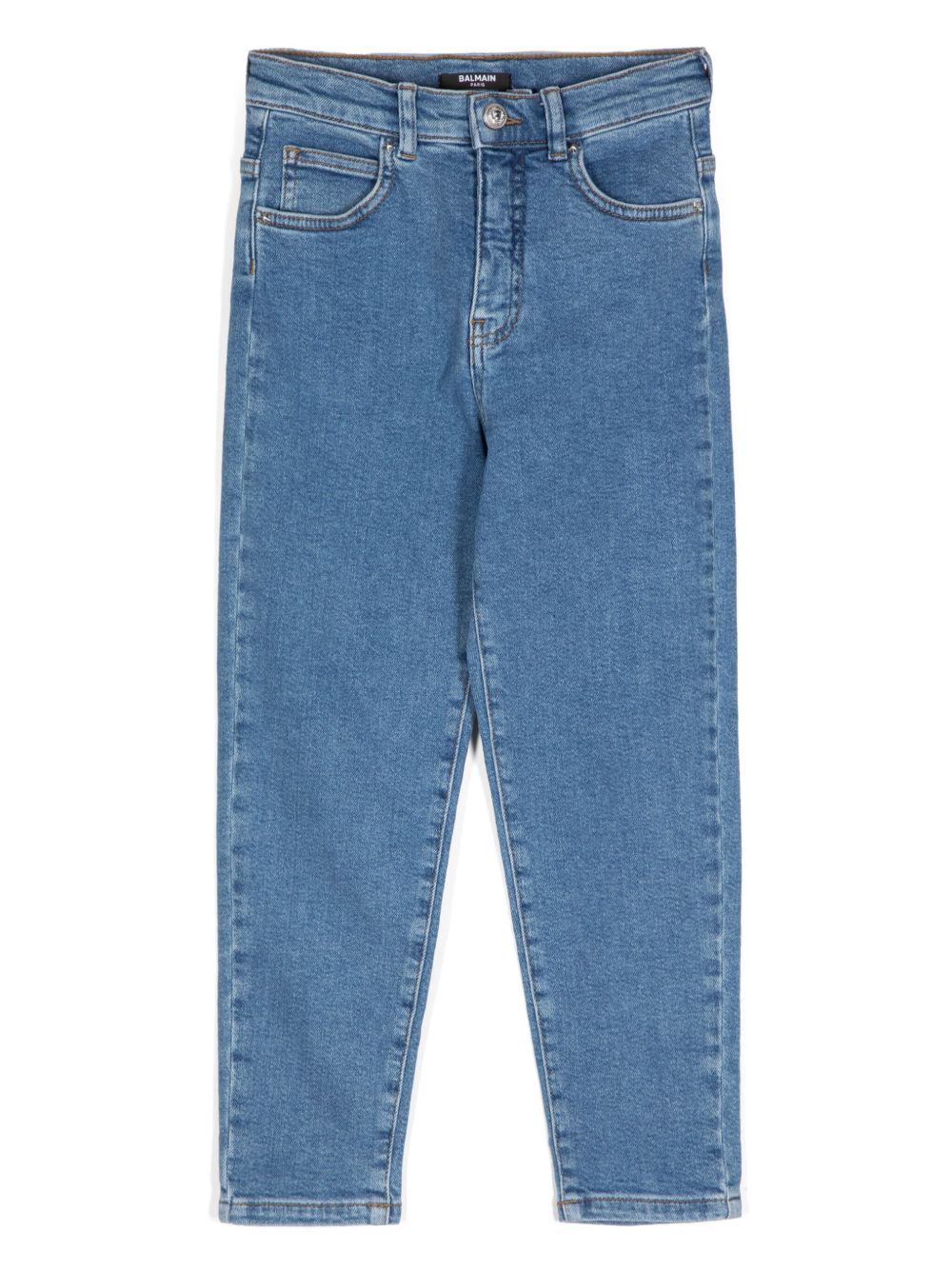 Balmain Kids 棉混纺直筒牛仔裤 - 蓝色