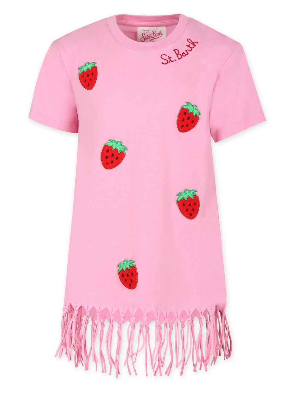 MC2 Saint Barth Kids 流苏logo刺绣连衣裙 - 粉色