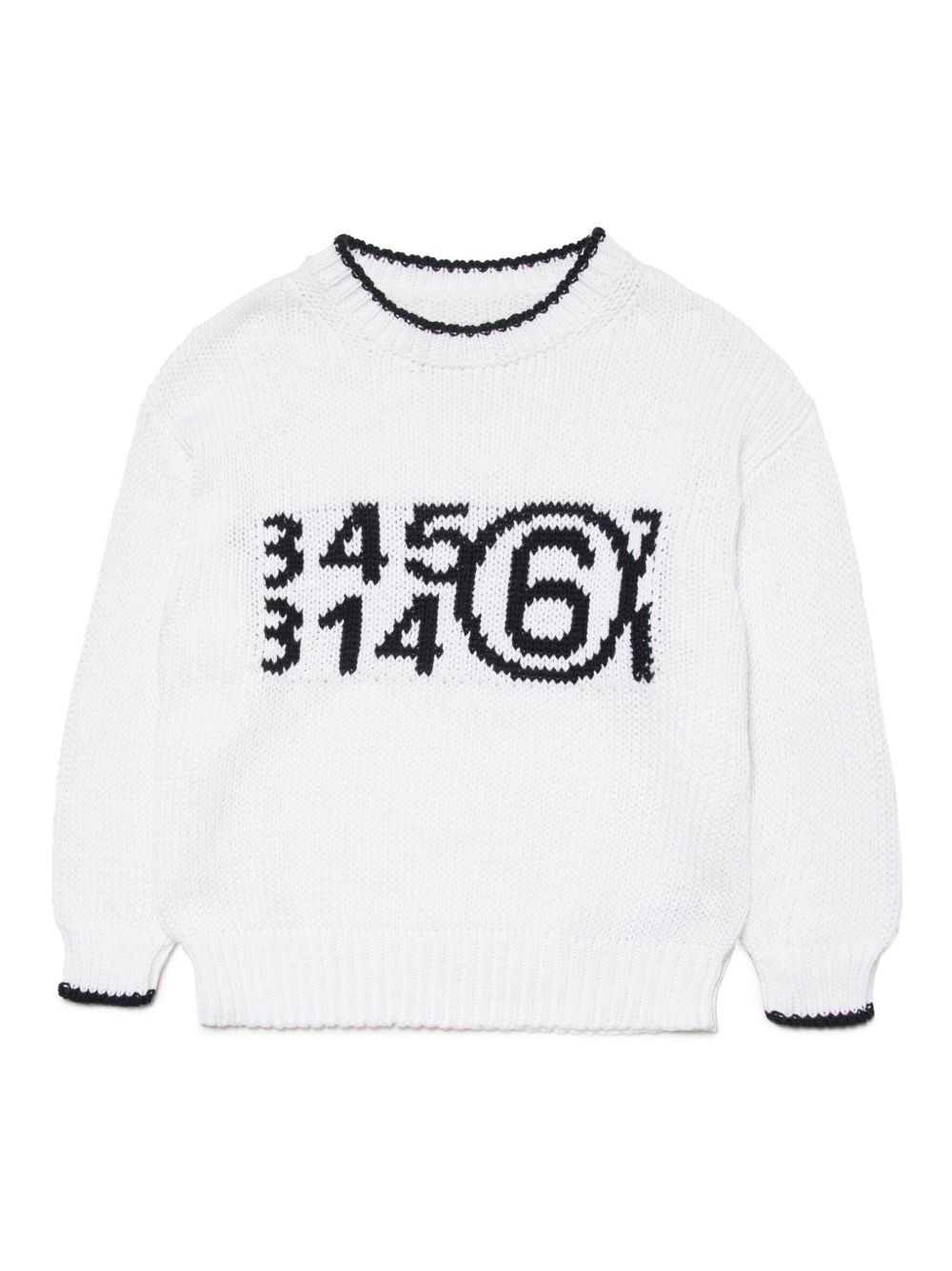 MM6 Maison Margiela Kids logo嵌花圆领毛衣 - 白色