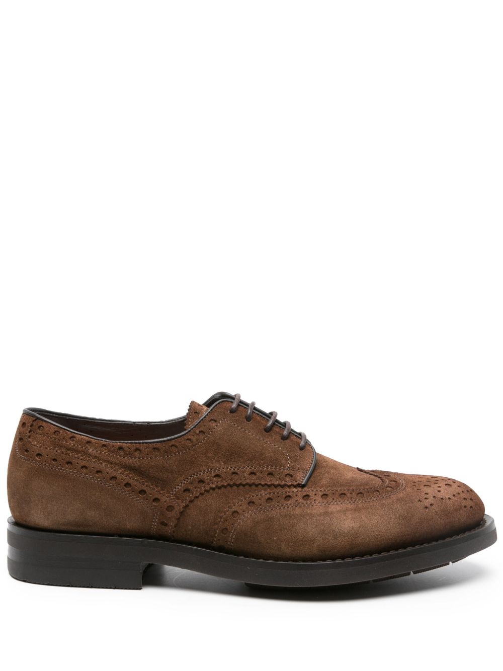 Santoni 穿孔绒面皮布洛克鞋 - 褐色